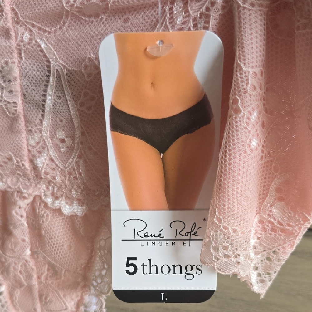 Rene Rofe Women's Lace Thong Collection - Peach, Mint, White, Mocha 💜 - Picture 3 of 13